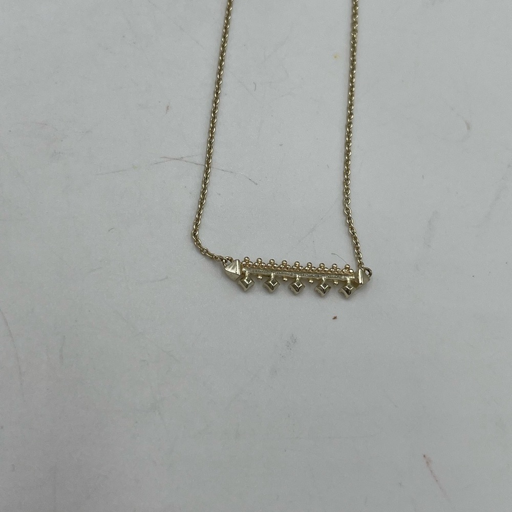 Kendra Scott Gold Plated Anissa Bar Pendant‎ Cubic Zirconia Regal Necklace - Picture 10 of 13